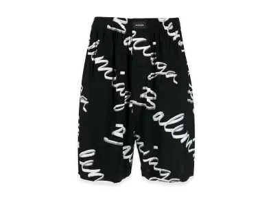 BALENCIAGA Scribble Logo Bermuda Shorts "Black"