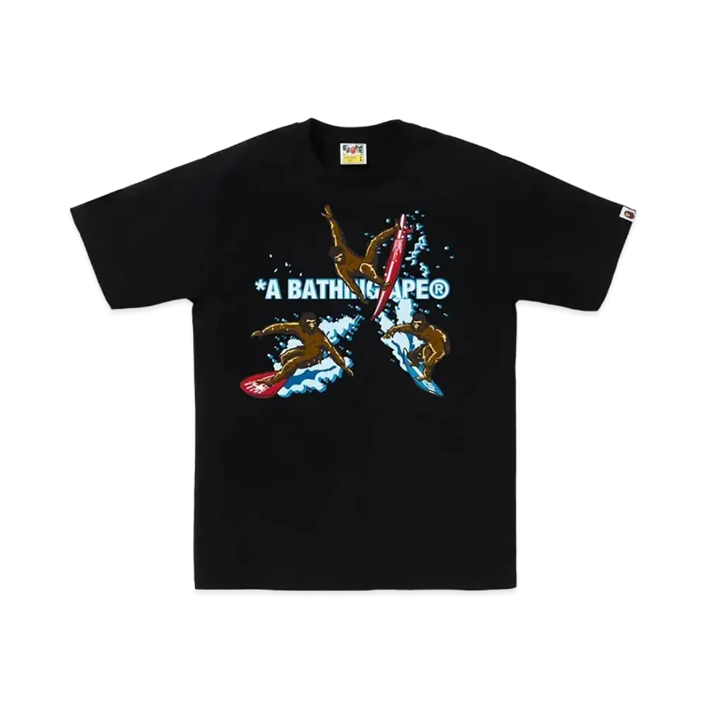A BATHING APE Surfing Apes Tee "Black"