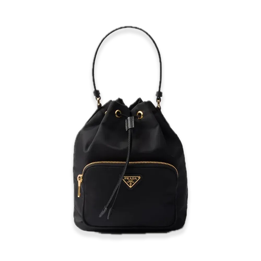 PRADA Duet Re-Nylon Bucket Bag "Black"