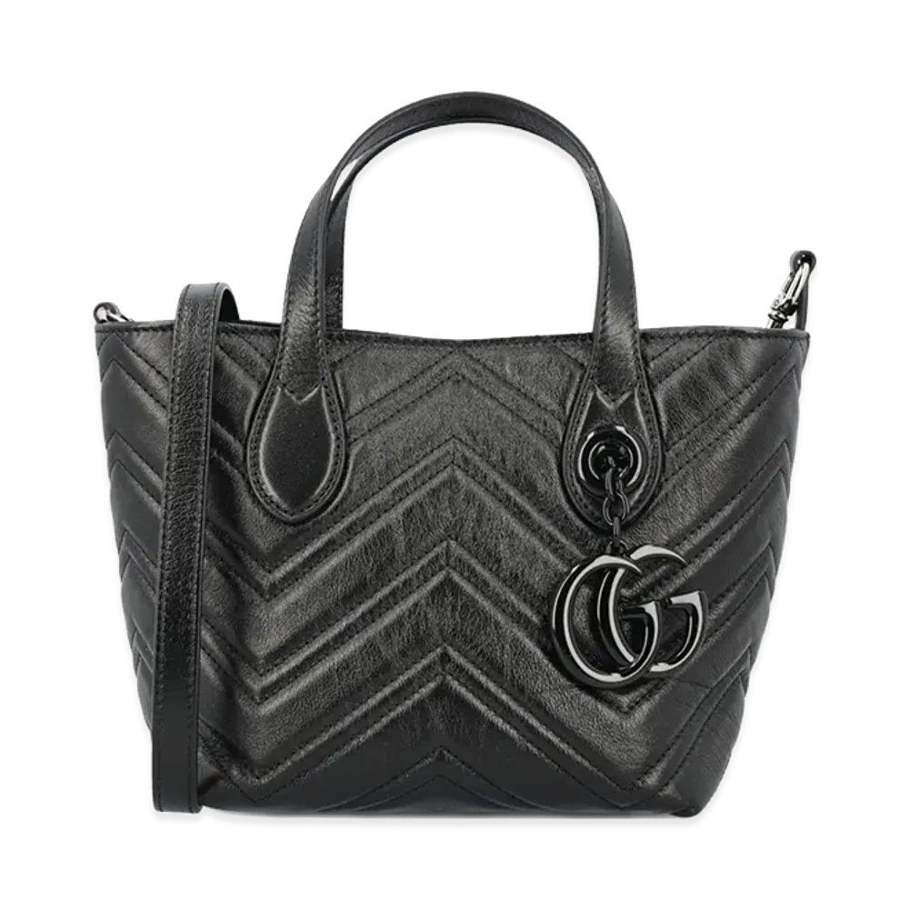 GUCCI Women's Leather Small GG Marmont Handbag "Black"