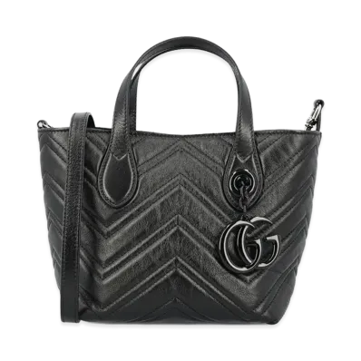 GUCCI Women's Leather Small GG Marmont Handbag "Black"