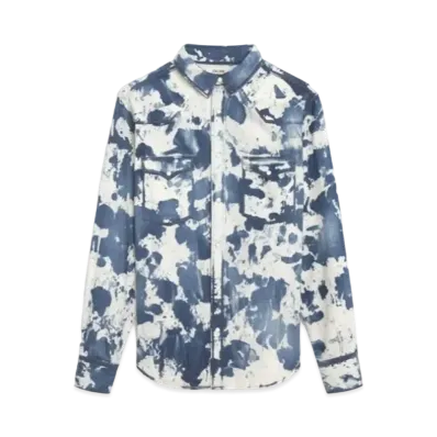 CELINE Loose Western Shirt / Bleached Denim "Camouflage Bleach Wash"