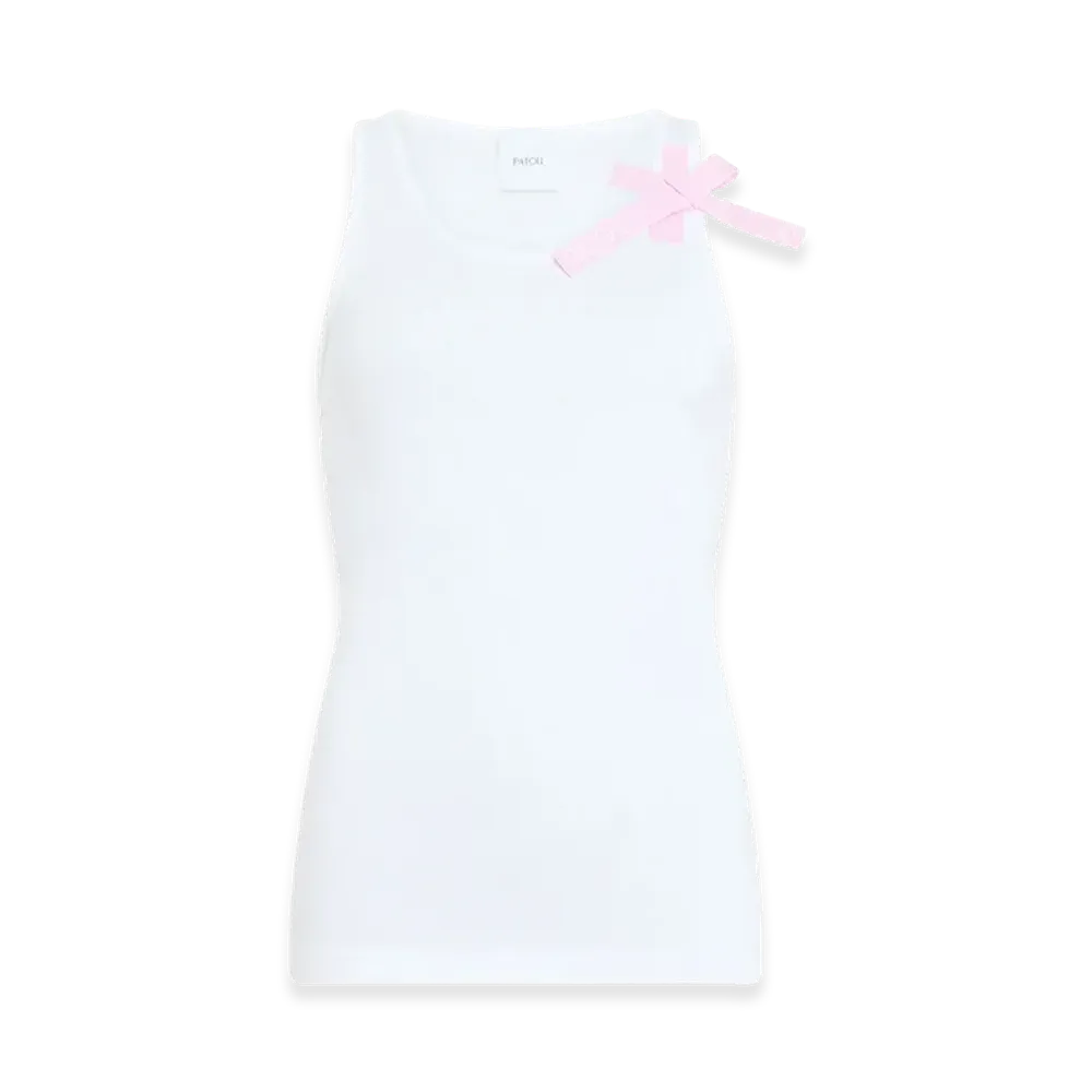 PATOU Women's Bow-Detail Cotton Tank Top "White"
