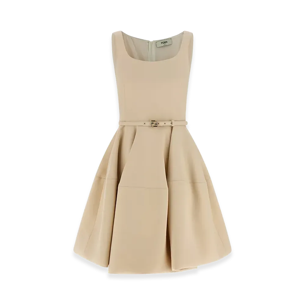 FENDI Women's Mini Dress In Wool And Silk Blend "Beige"