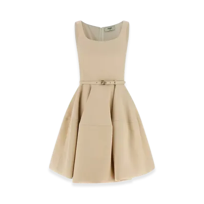 FENDI Women's Mini Dress In Wool And Silk Blend "Beige"