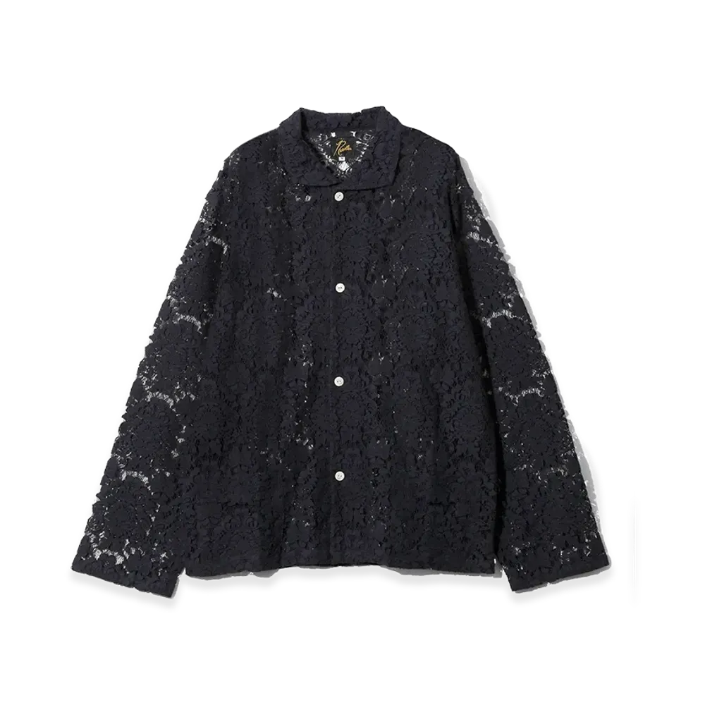 NEEDLES Widespread Collar Shirt - Raschel Lace "Navy"