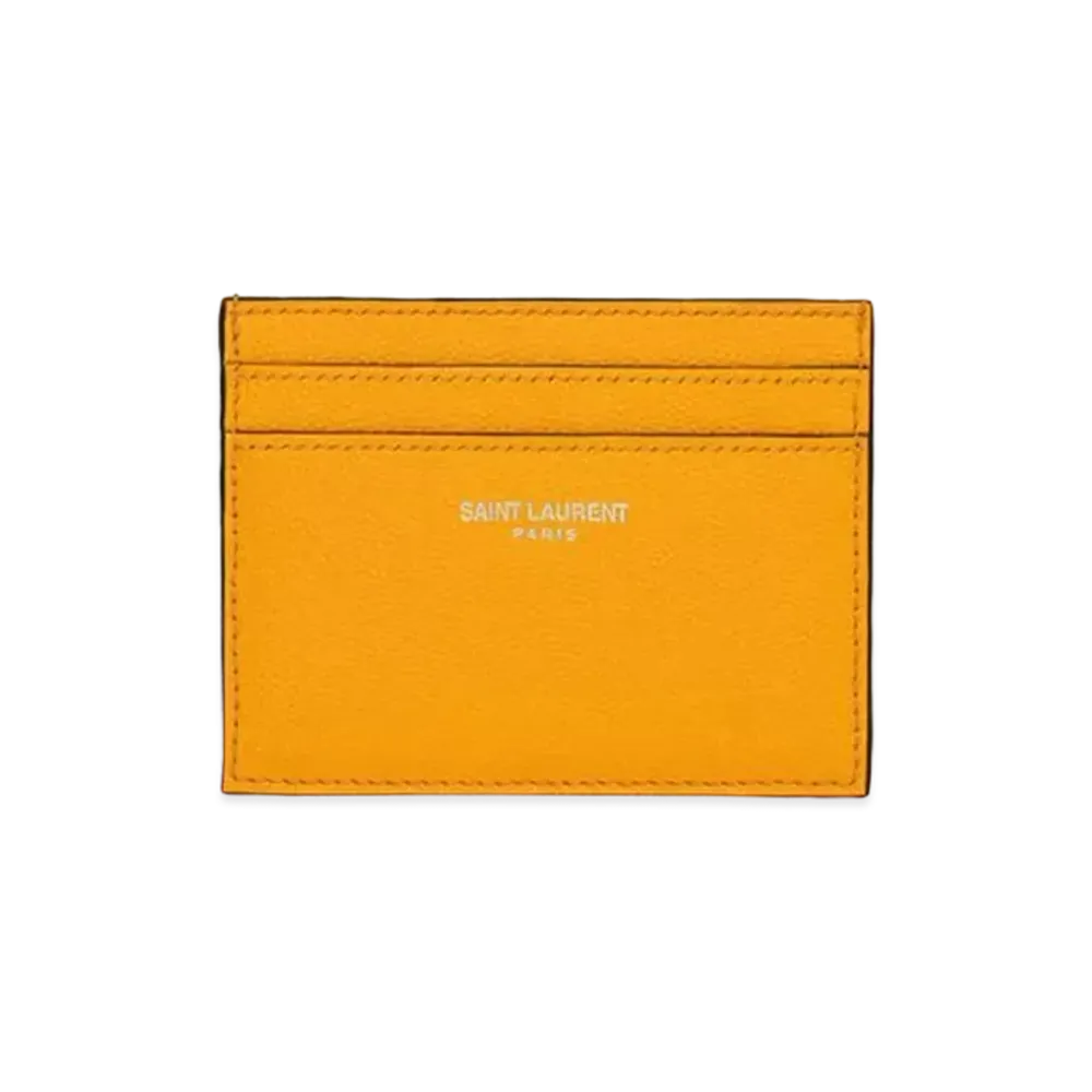 Saint Laurent Saint Laurent Paris Credit Card Case In Grain De Poudre Embossed Leather "Dark Jaune"