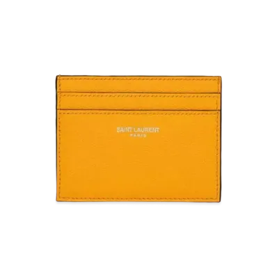Saint Laurent Saint Laurent Paris Credit Card Case In Grain De Poudre Embossed Leather "Dark Jaune"