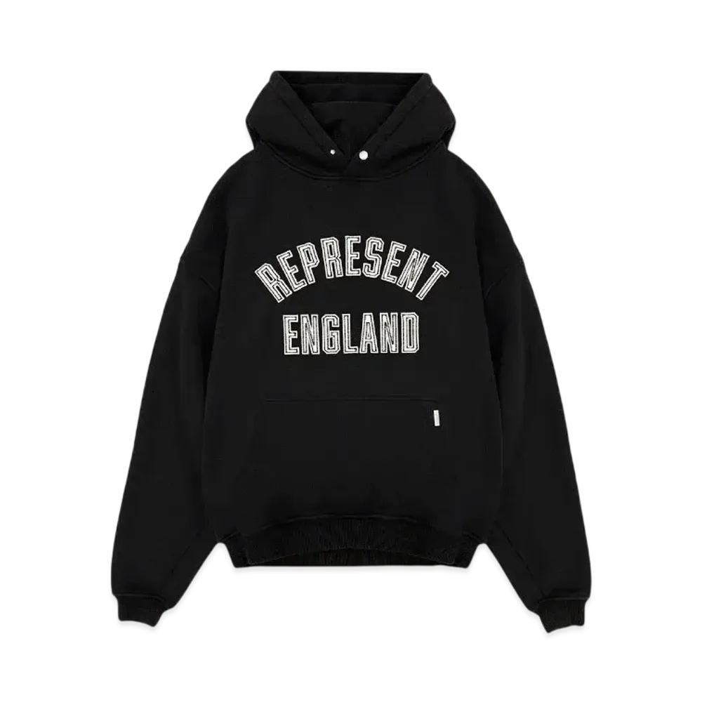 REPRESENT England Applique Hoodie "Jet Black"