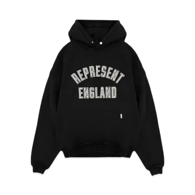 REPRESENT England Applique Hoodie "Jet Black"