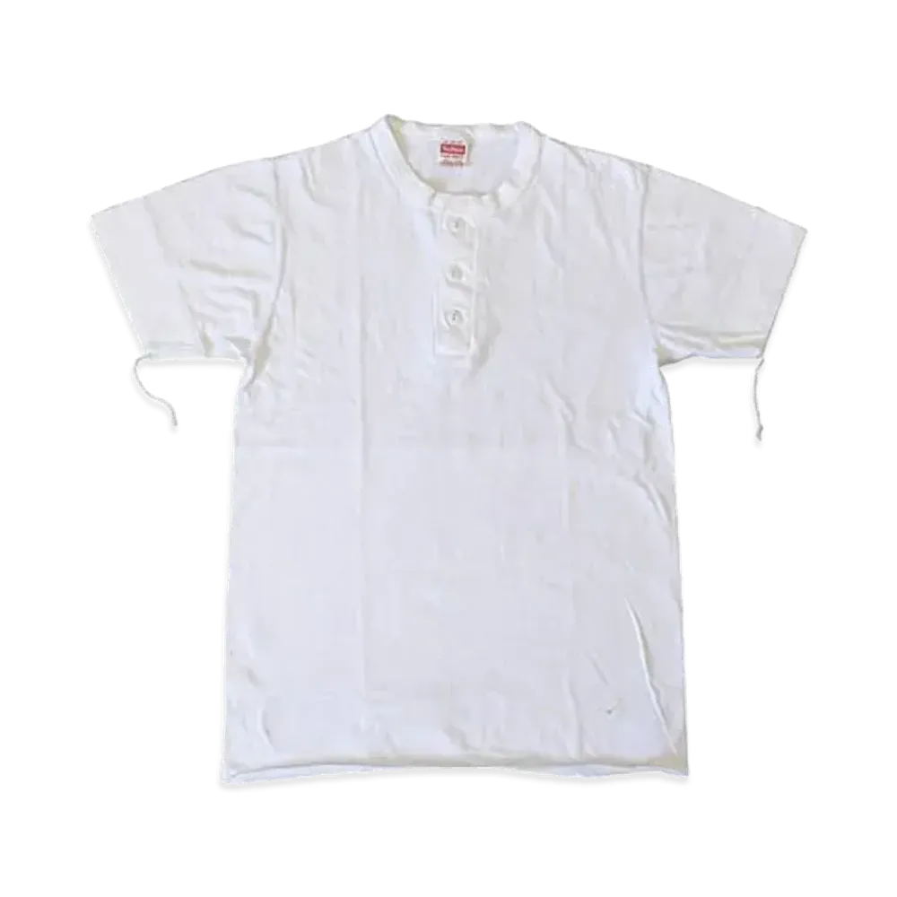 Healthknit Pigment-dyed Henley Short Sleeve T-Shirt "White"