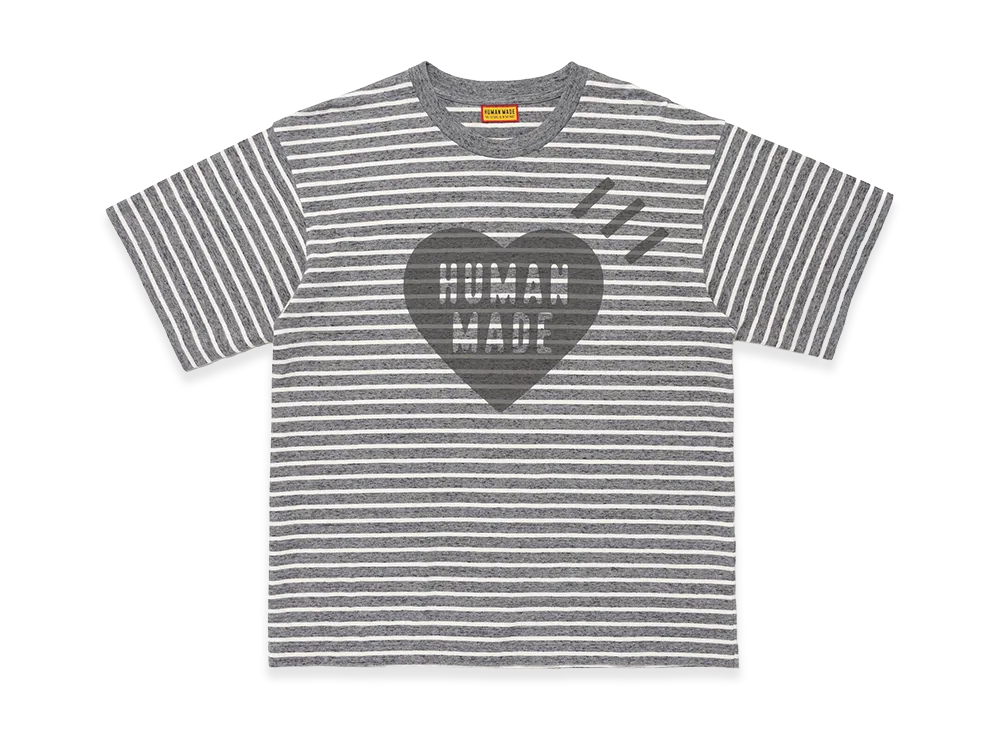 HUMAN MADE Heart Striped T-Shirt "Gray"