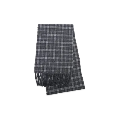 Polo Ralph Lauren Wool Solid Reversible Plaid Scarf "Gray"