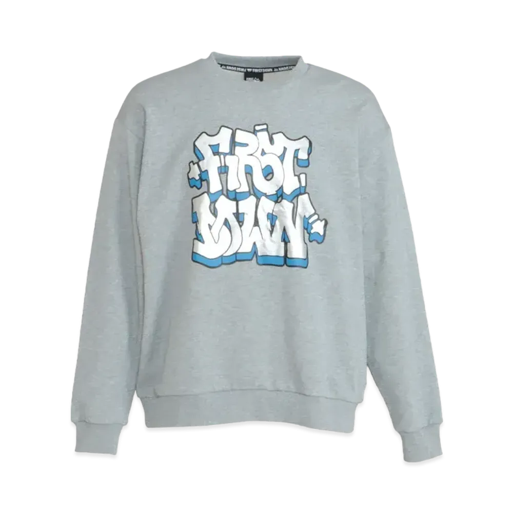 FIRST DOWN GRAPHIC CREW SWEAT "Heather Gray"