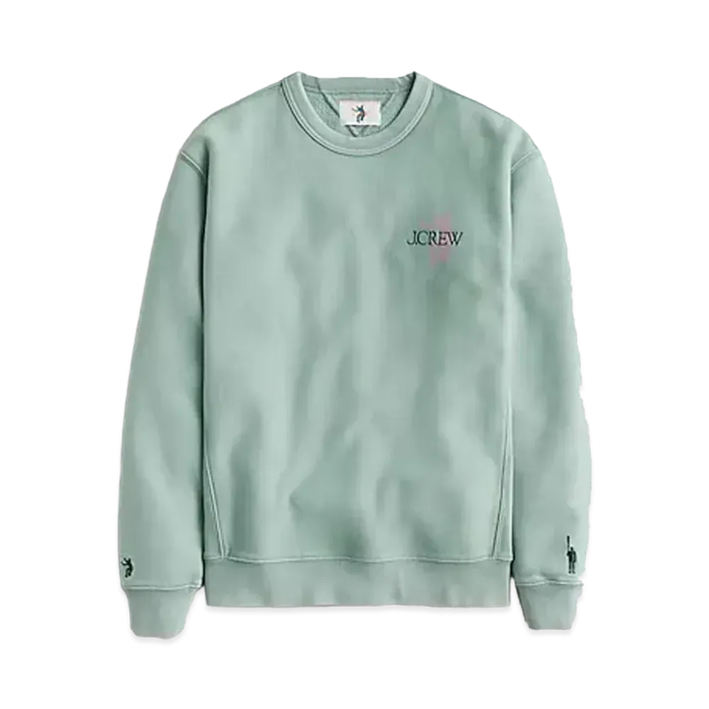 UNION x J.Crew Embroidered Graphic Fleece Sweatshirt "Faded Blue"