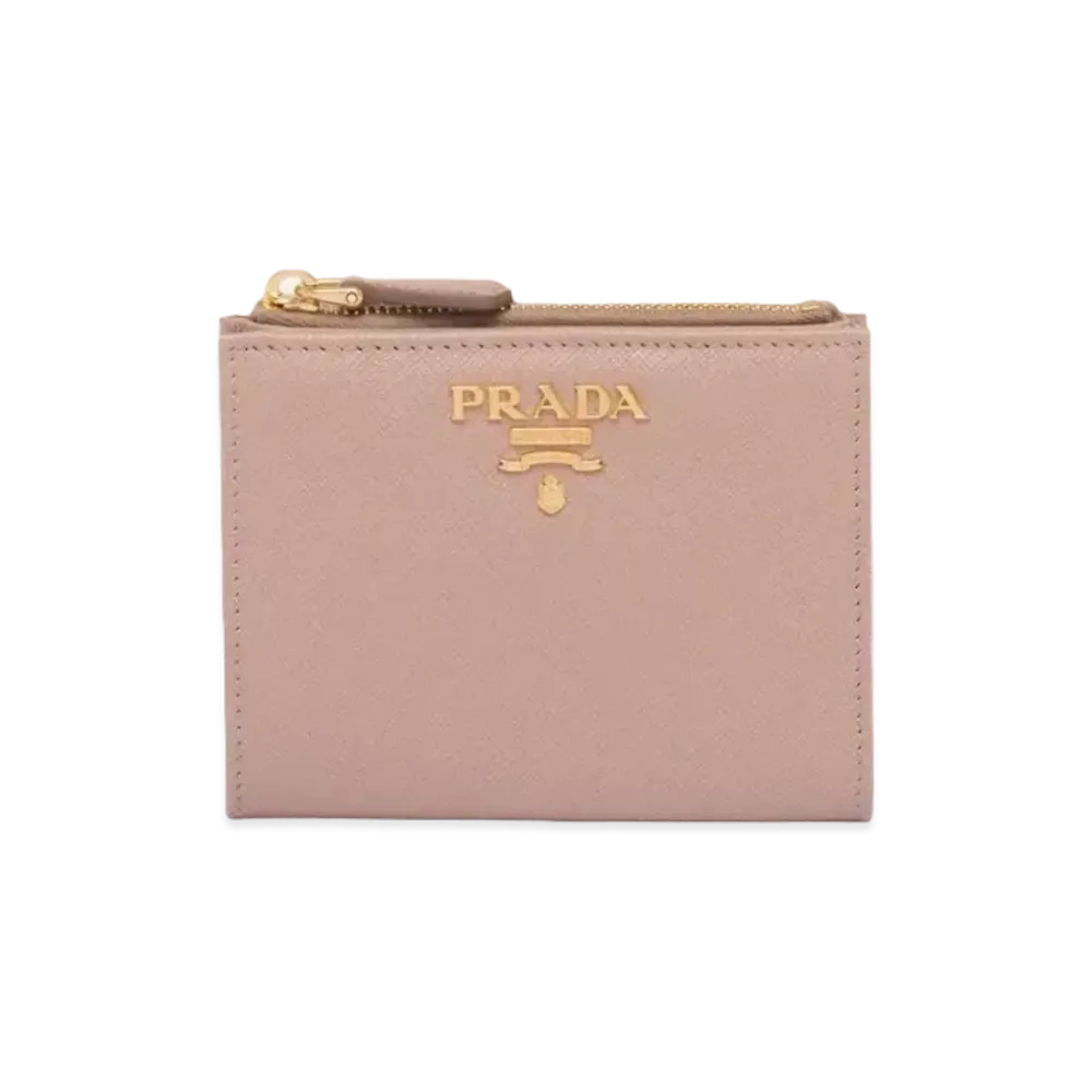 PRADA Small Saffiano Leather Wallet "Powder Pink/Fiery Red"