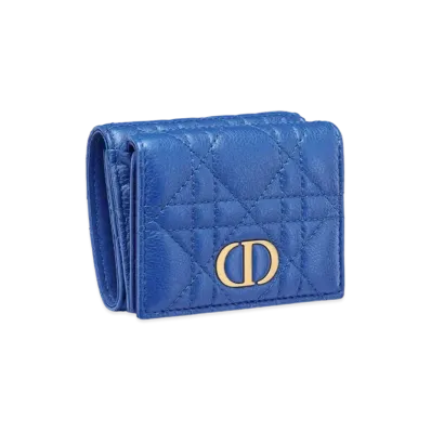 Dior Caro Compact Wallet Canage Calfskin "Blue"