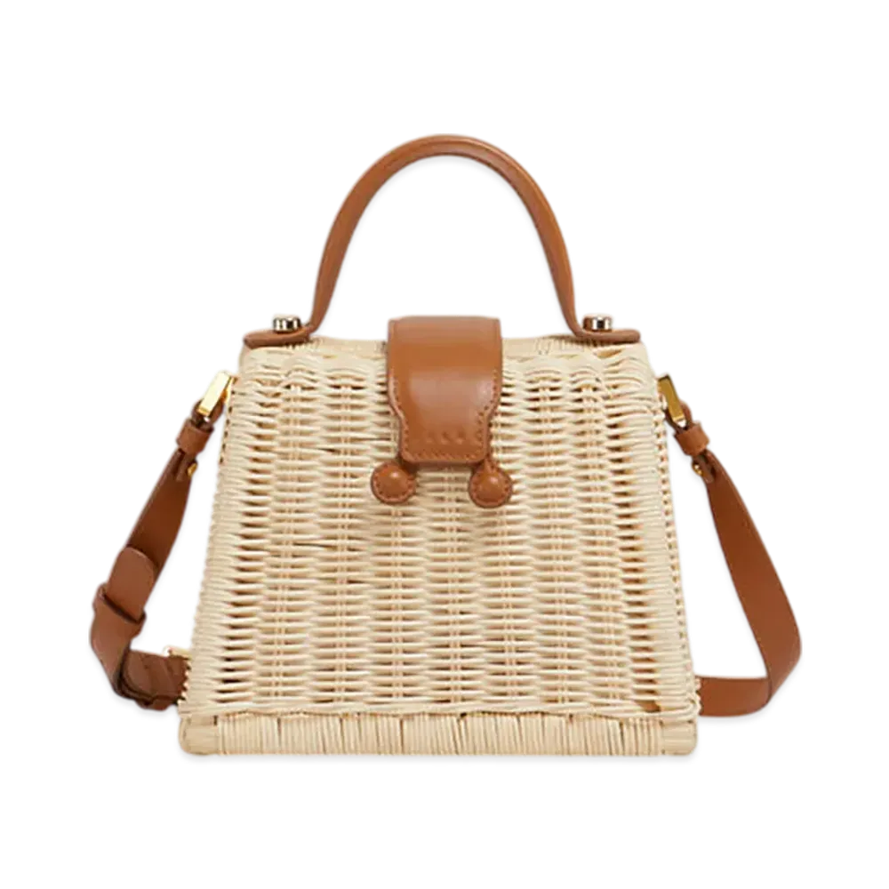 MARNI Midollino Handbag in Rattan "Natural/Cinnamon"