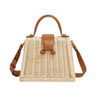 MARNI Midollino Handbag in Rattan "Natural/Cinnamon"