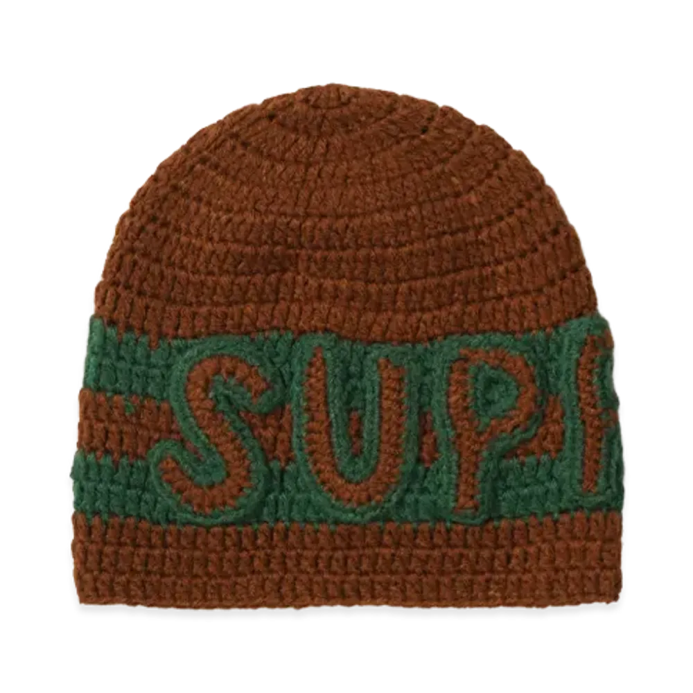 Supreme Crochet Logo Beanie "Brown"