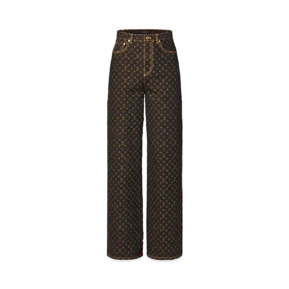 Louis Vuitton Women's Monogram Straight-Cut Jeans Monogram Motif "Marron"