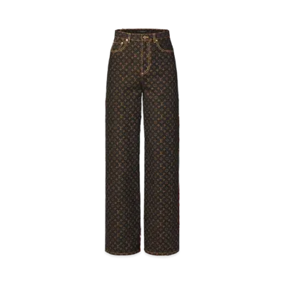 Louis Vuitton Women's Monogram Straight-Cut Jeans Monogram Motif "Marron"
