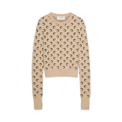 Marine serre MOON JACQUARD KNIT FITTED SWEATER "TAN"
