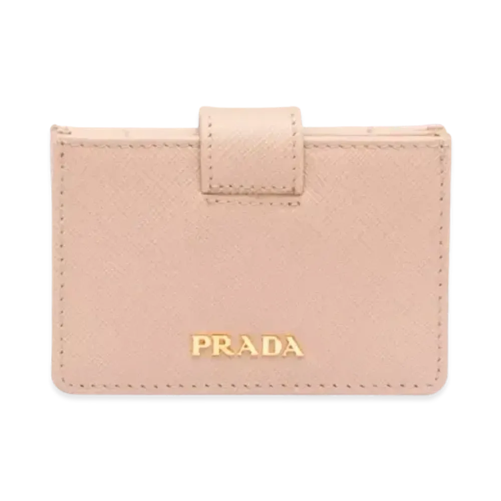 PRADA Saffiano Leather Card Holder "Powder Pink"