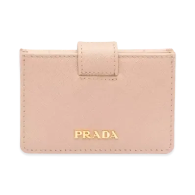 PRADA Saffiano Leather Card Holder "Powder Pink"