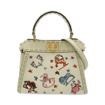 FENDI Mini Peekaboo 2way Shoulder Bag "Ivory"