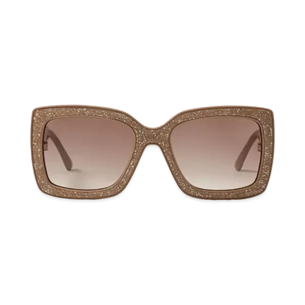 Jimmy Choo VIV Square Frame Sunglasses With Swarovski Crystals "Nude"