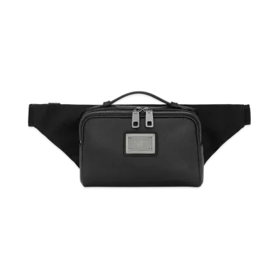 DOLCE&GABBANA Grainy Calfskin and Nylon Belt Bag "Black"