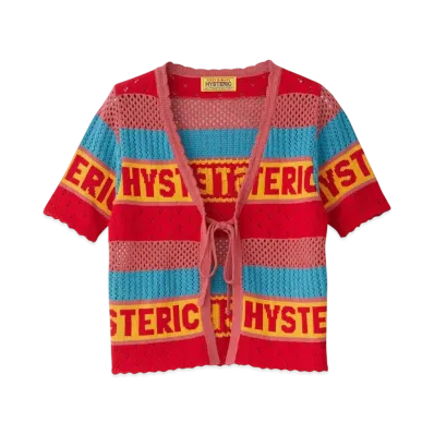 HYSTERIC GLAMOUR Logo Border Cardigan "Multi"