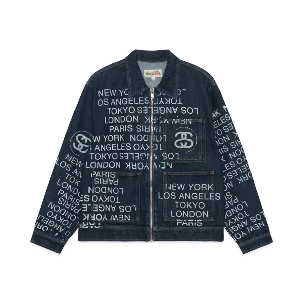 Stussy Zip Work Jacket City Link Denim "One Wash"