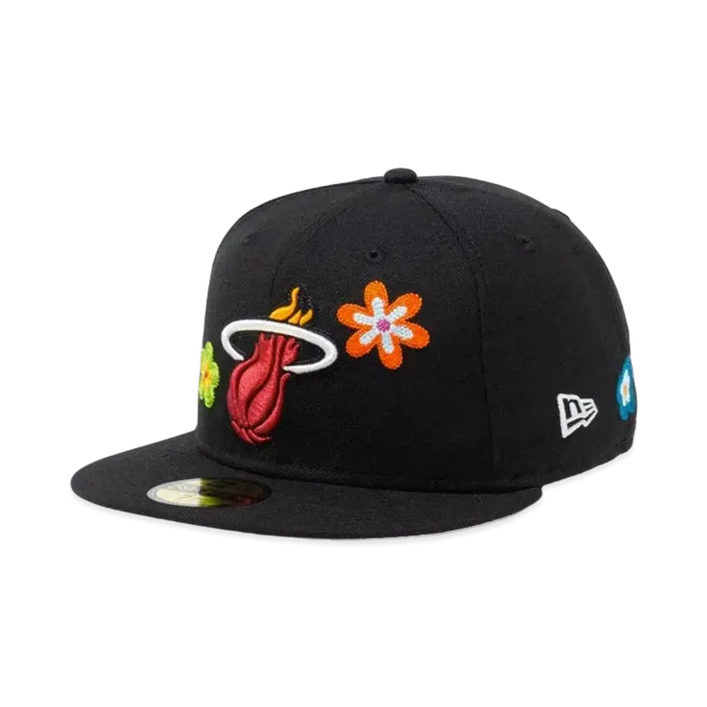 NEW ERA 59FIFTY Chain Stitch Floral Miami Heat Pink Under Visor "Black"