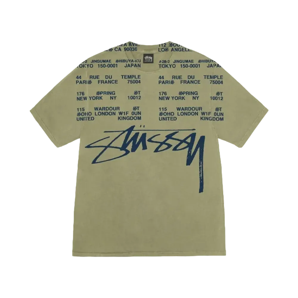 Stussy Locations Tee Pigment Dyed "Olive"