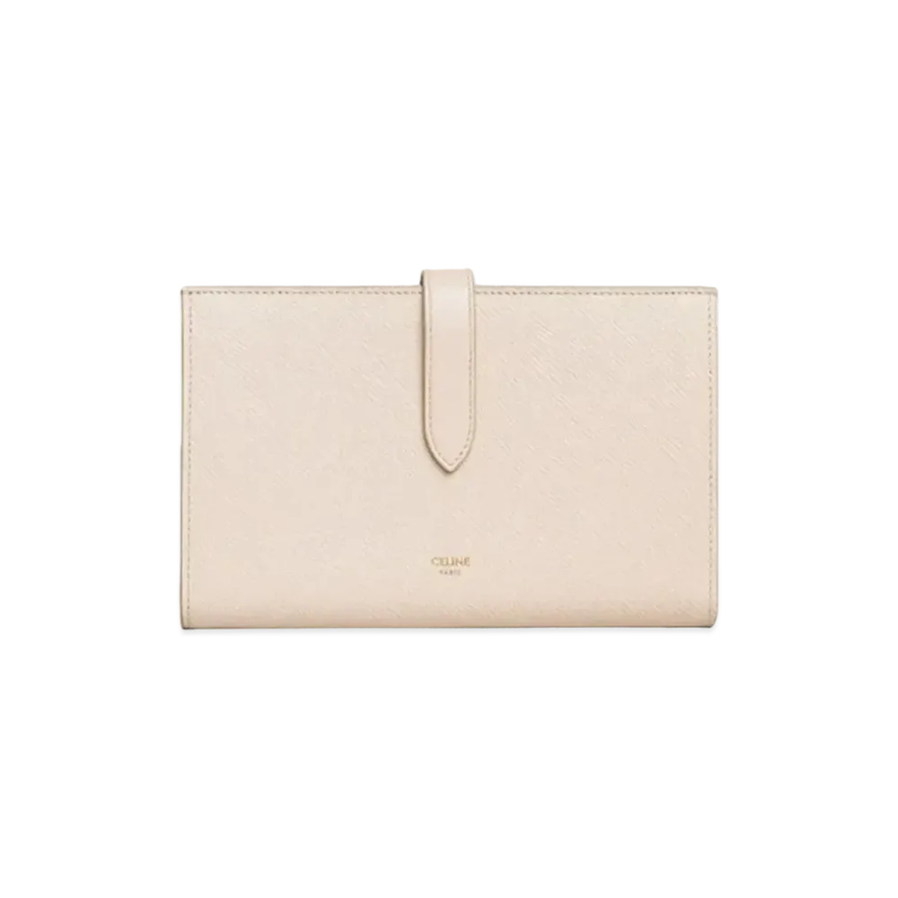 CELINE Large strap wallet in Grained calfskin  "POWDER"