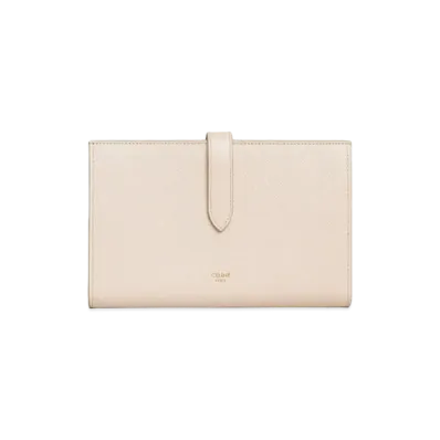 CELINE Large strap wallet in Grained calfskin "POWDER"