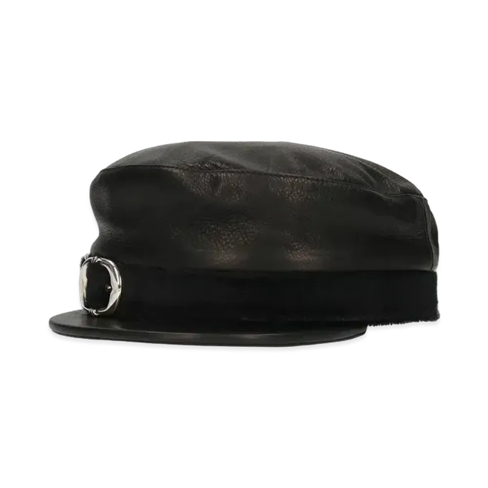Chrome Hearts Gunslinger Strap Leather Captain Hat "Black"
