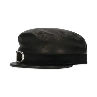 Chrome Hearts Gunslinger Strap Leather Captain Hat "Black"