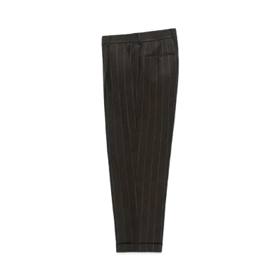 WACKO MARIA x DORMEUIL / Striped Pleated Trousers (Type-2) "Charcoal"