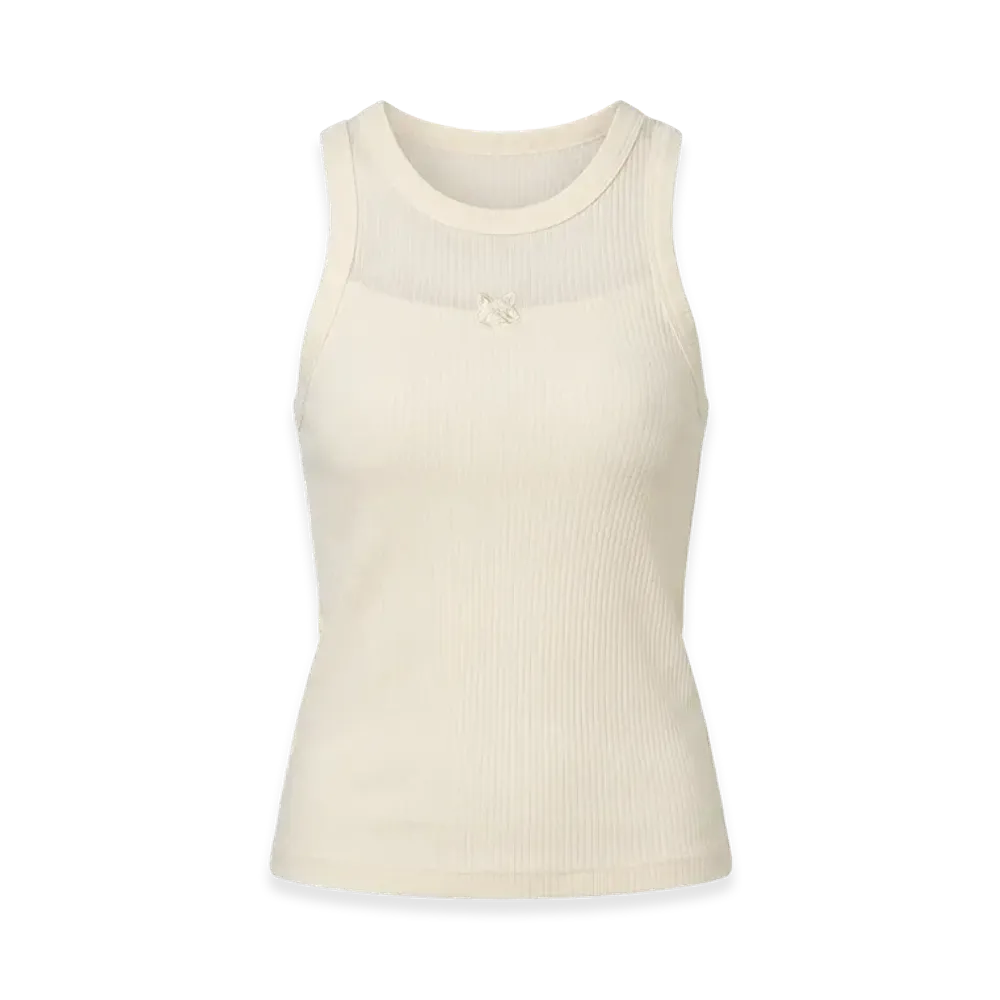Maison Kitsune Women's Baby Fox Ribbed Tank Top "Pureecru"