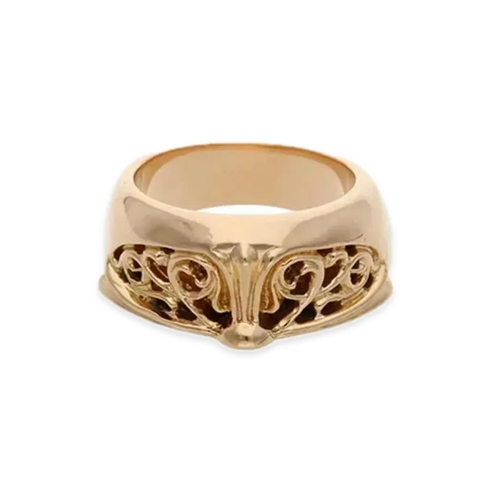 Chrome Hearts 22K Half Classic Oval Cross Ring "Yellow Gold"