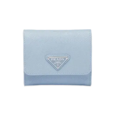 PRADA Saffiano Triangle Wallet "Light Blue"