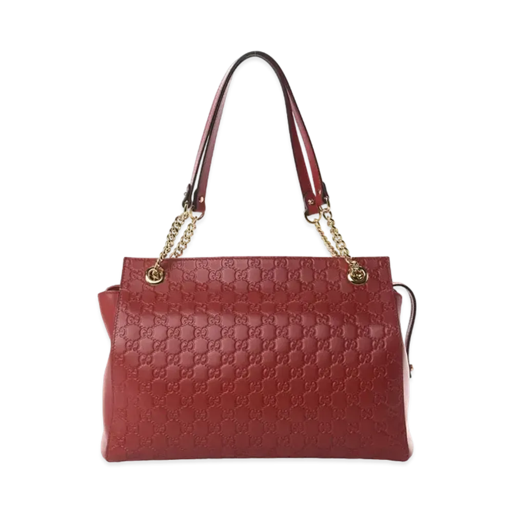 GUCCI Guccissima Chain Tote Bag "Red"