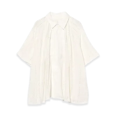 ENGINEERED GARMENTS Lab Shirt "White Rayon Embroidery E"