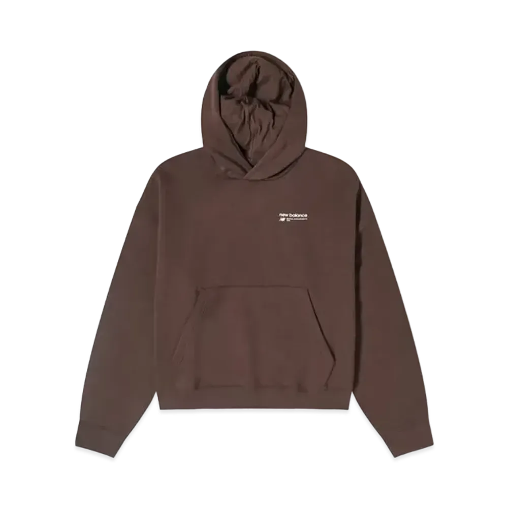New Balance Essentials Linear Heritage Oversized Sweat Hoodie "Brown"