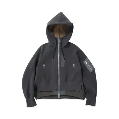 sacai Sponge Sweat x Nylon Twill Hoodie "Charcoal Gray/Charcoal Gray"