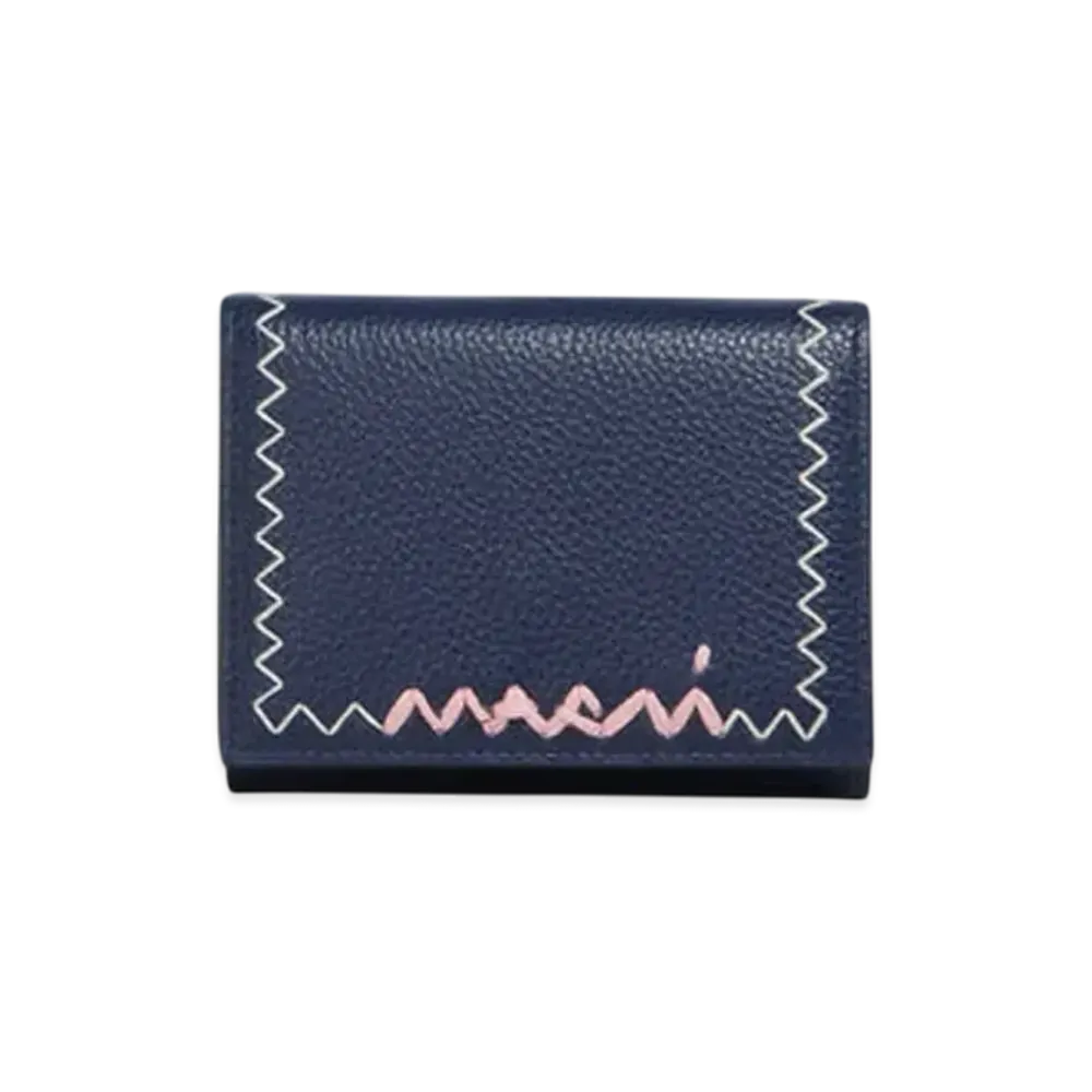 Marni Leather Trifold Wallet with Marni Symbol Logo "Blue"