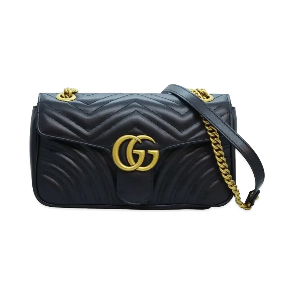 GUCCI GG Marmont Small Matelasse Shoulder Bag "Black"